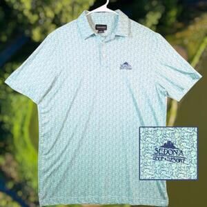 Chase 54 Shark All Over Print Sedona Golf Performance Polo M Ocean Blue AOP AZ